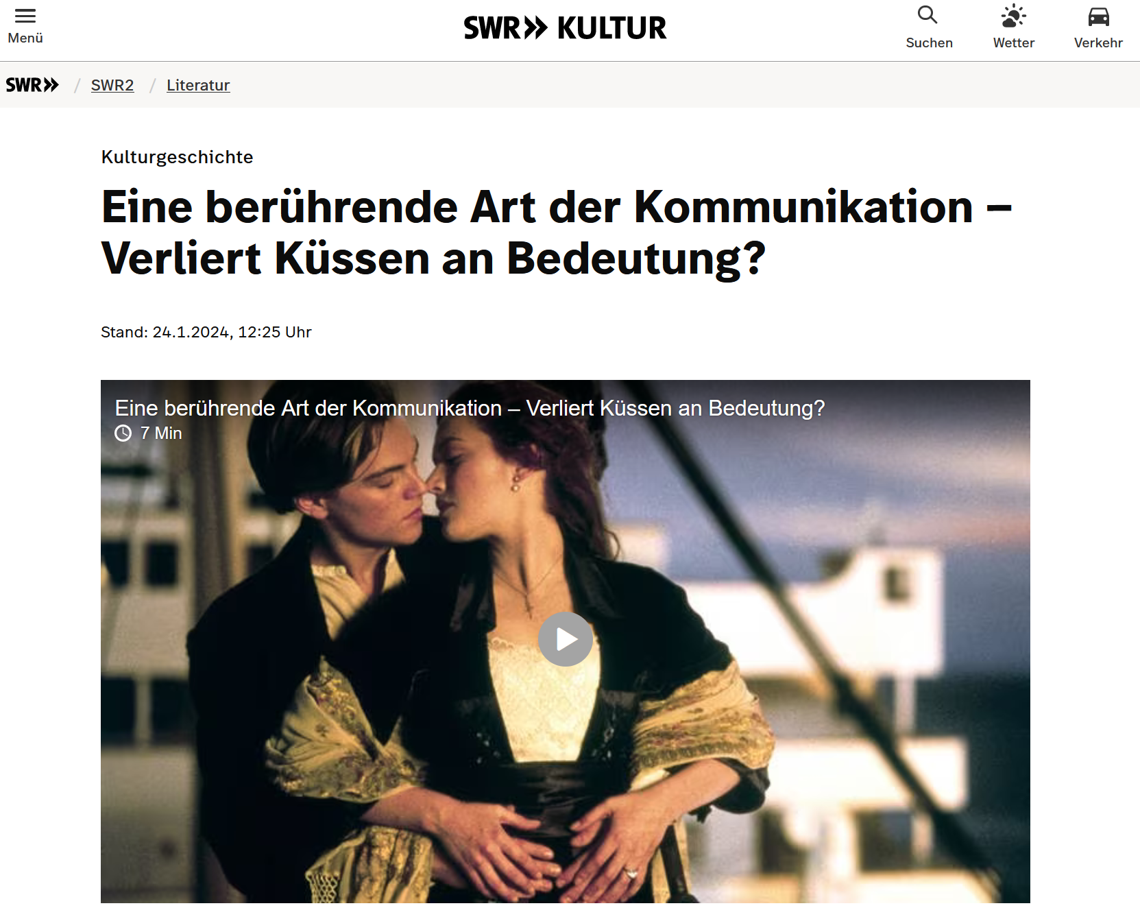 Interview mit SWR2 übers Küssen