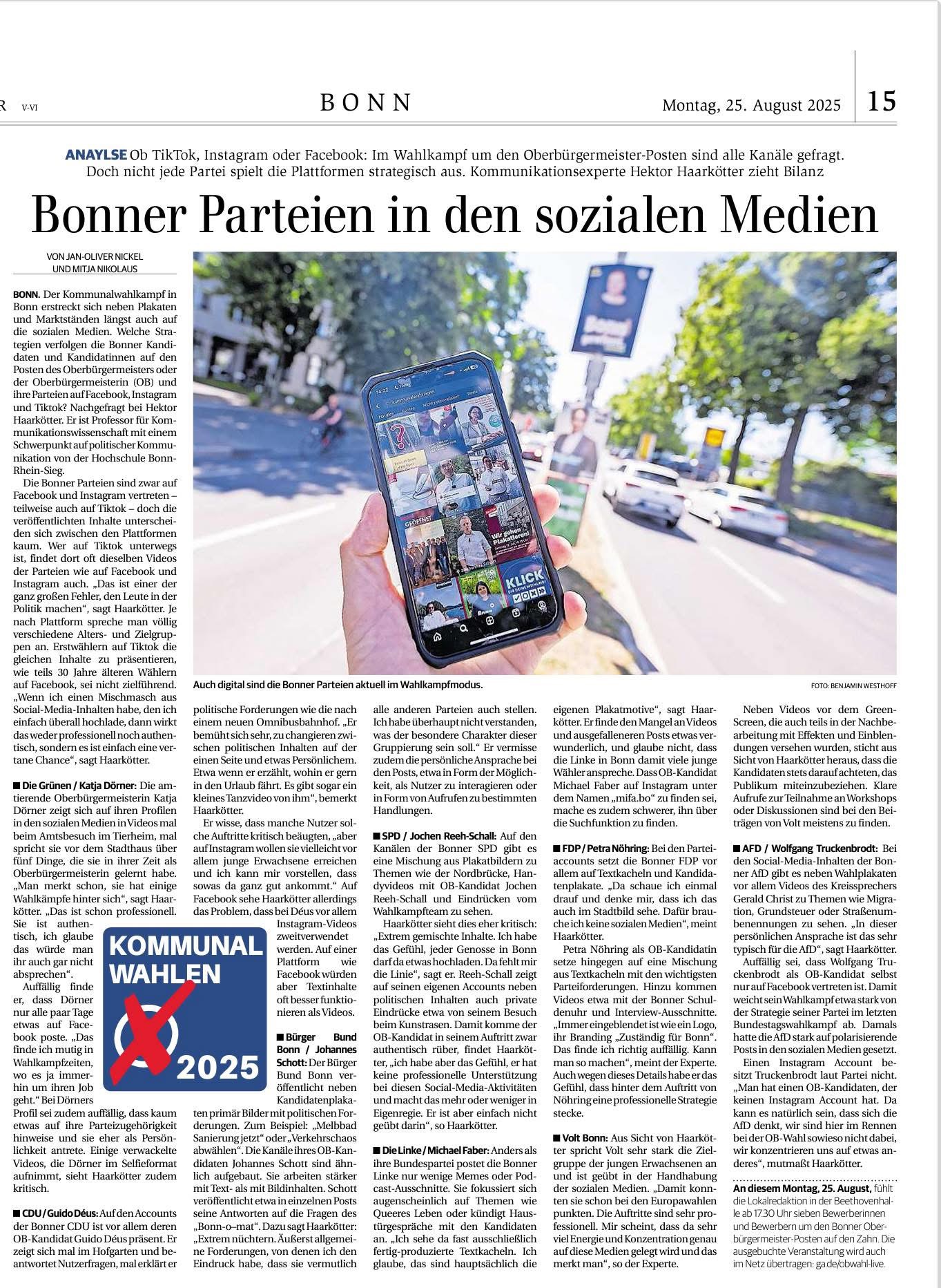 Analyse der Social Media-Auftritte Bonner Parteien